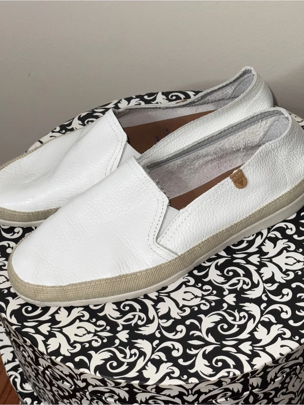 Verbenas Nuria Slip-On Loafers Espadrille Leather Women's White Size 40 US 9/9.5